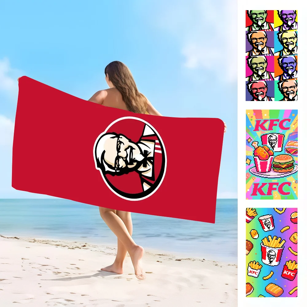 منشفة K-KFC مطبوعة على الموضة منشفة شاطئ من الألياف الدقيقة الماصة، سريعة الجفاف، للسباحة والتخييم واليوجا والشاطئ الخارجي #1