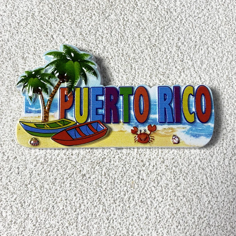 Puerto Rico World Tourism Souvenirs, 3D Humanistic Kitchen and Home Decorations, Tourist Gift Refrigerator Stickers