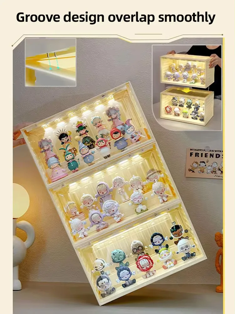 Acrylic Transparent Display Cabinet with Light Sensor for Collectible Toys and Blind Boxes