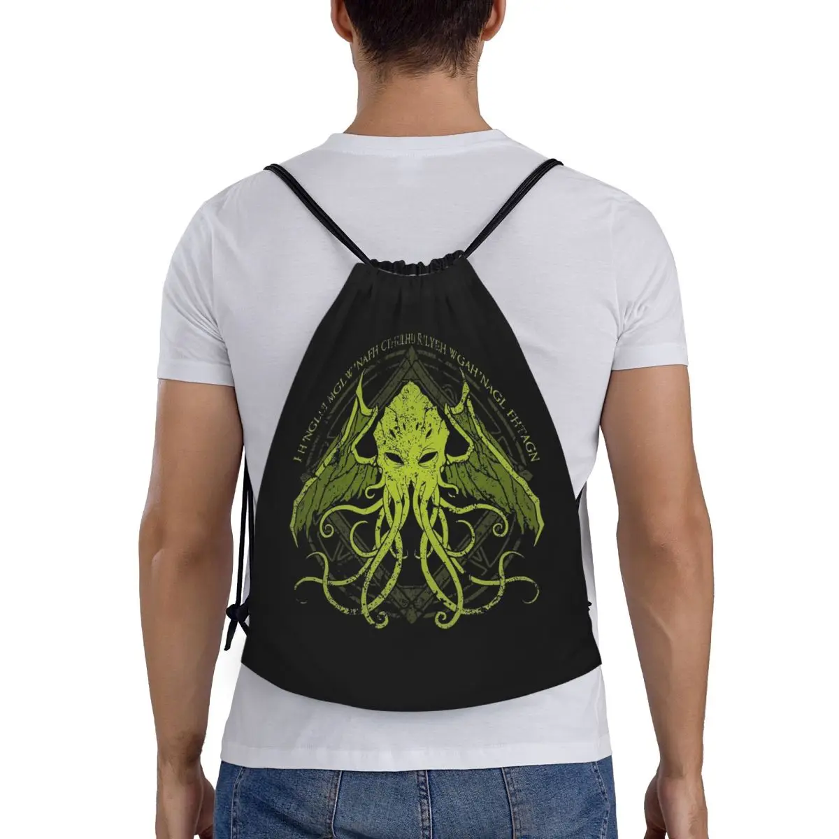 

Cthulhu Lovecraft Distressed Chant Design V2 Backpacks Multi-function Drawstring Bags Storage Bag Book Bags For Travel Students