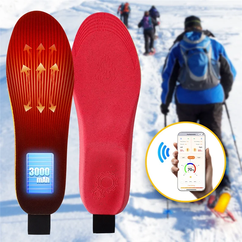 A22F-Cuttable Rechargeable Heated Insoles Wireless Remote Control Foot Warmer Electric Heating System B