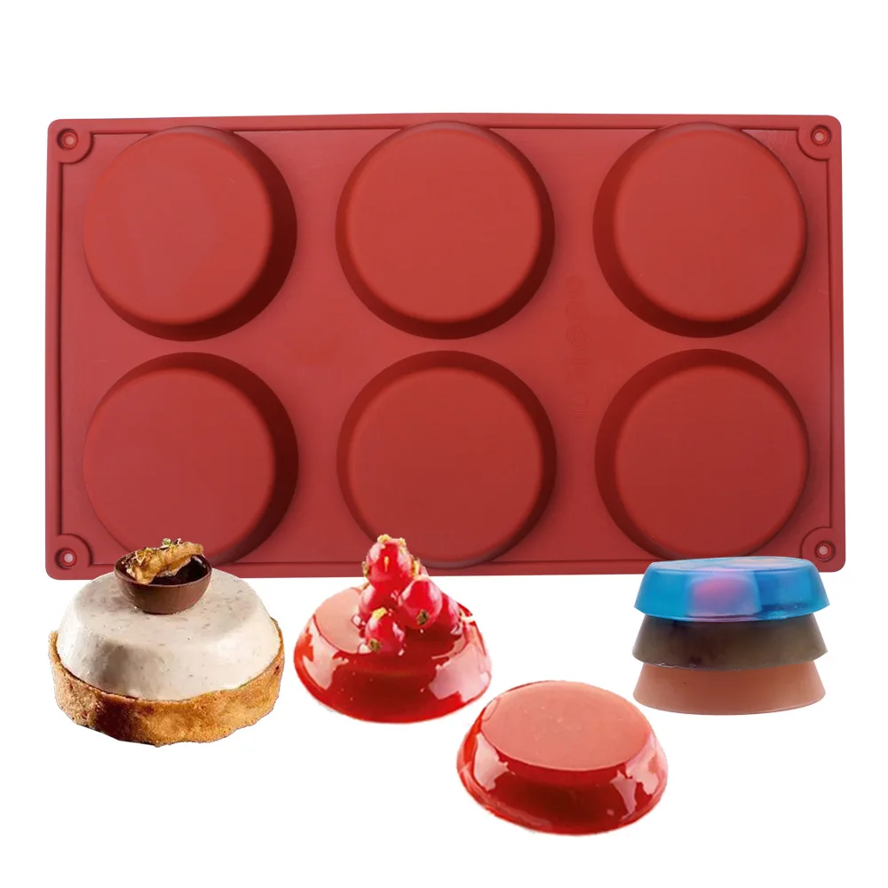Silicone Round Trapezoida Chocolate Mold 6 Hole Tower Shaped Muffin Cup Cake Mold Household Fondant Pastry Kitchen Baking Tools