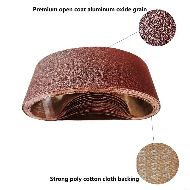 652F 7Pcs 50X686Mm Sanding Sanding Belt Polishing Grinding Sander 120-1000 Grit Sanding Band For Wood Soft  Metal  Red-brown