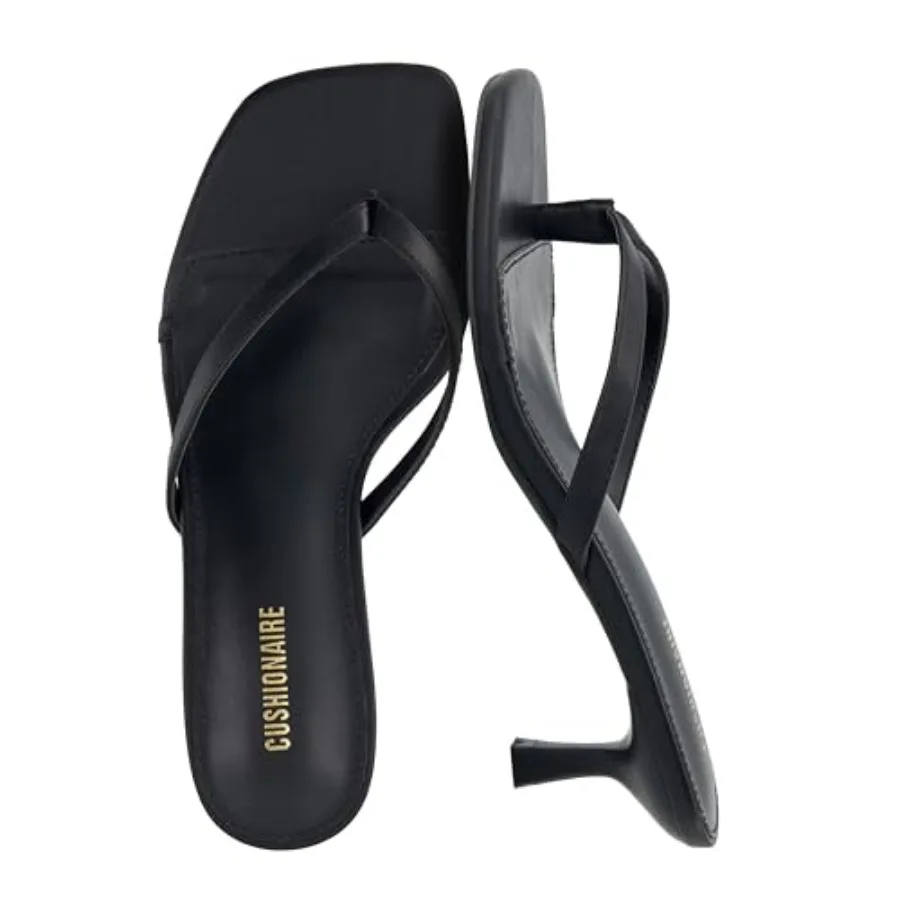 

Miami Kitten Heels for Women, Thong Flip Flop Heeled Sandals with Memory Foam, Slip On Dressy Sandal