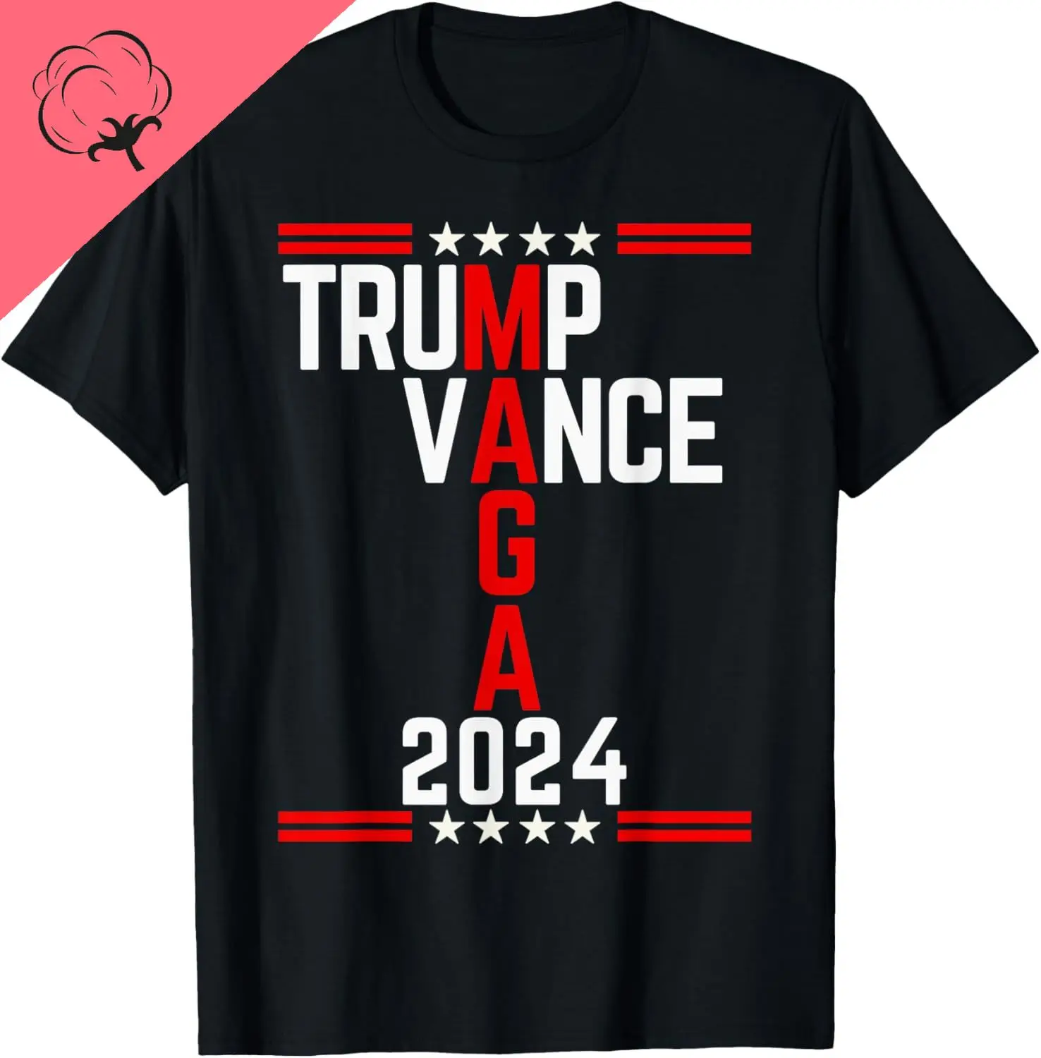 Classic Trump Vance 2024 Retro Stripe Trump JD Vance MAGA T-Shirt Print Original Design Gifts Mens Clothing Ropa Hombre