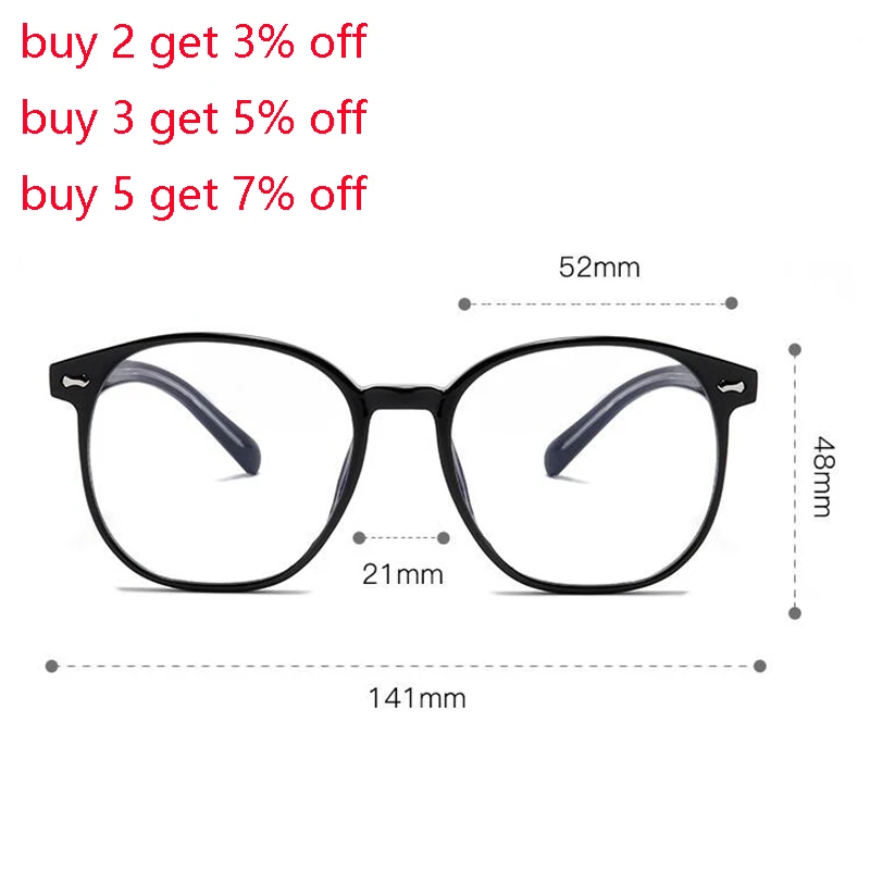 Fashion Anti Blue Rays Oval Computer Eyeglasses With Prescription TR90 Oversized Myopia Photochromic Eyewear 0 -0.5 -0.75 To -6