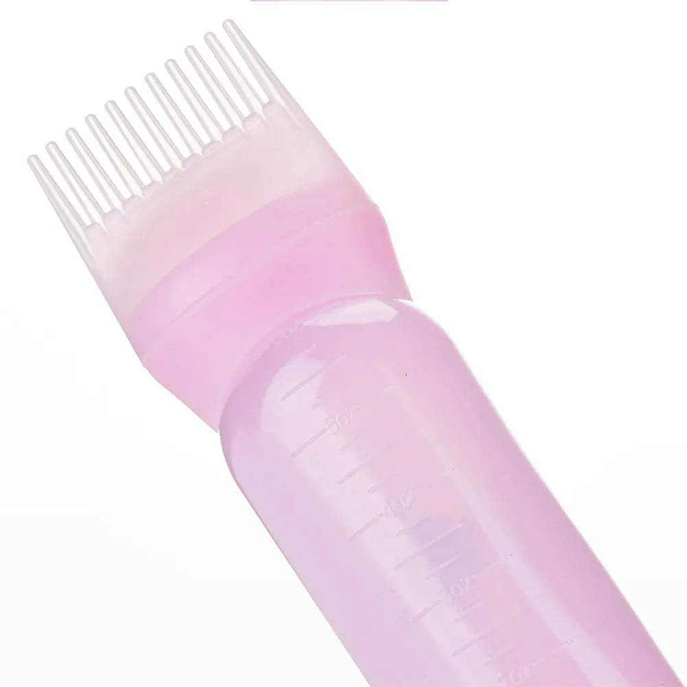 

3Pcs Plastic Hair Washing Comb Bottles Hair Coloring Dye Dispenser Salon Hairdressing Applicator White Purple Pink