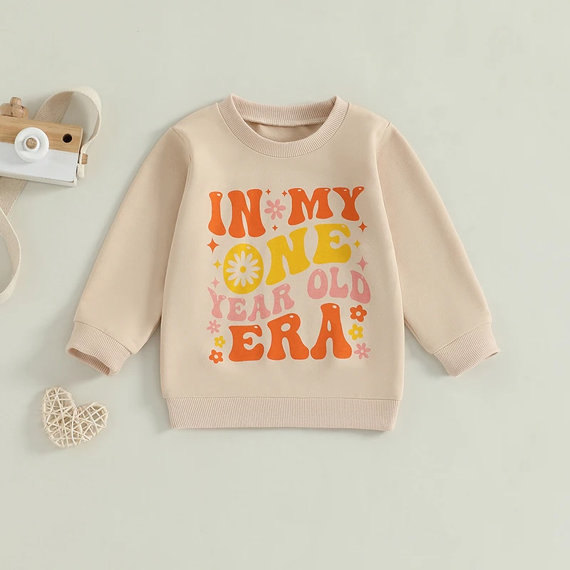 First Birthday Baby Girl Outfit in My One Year Old Era Sweatshirt Fall Long Sleeve Shirt 1St Birthday Girl Clothes