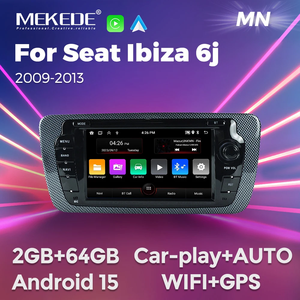 

Автомобильное радио MEKEDE с беспроводным CarPlay и Android Auto для Seat Ibiza 6j 2009-2013, мультимедийная GPS-навигация, 2Din, 7-дюймовый головной блок, стереосистема