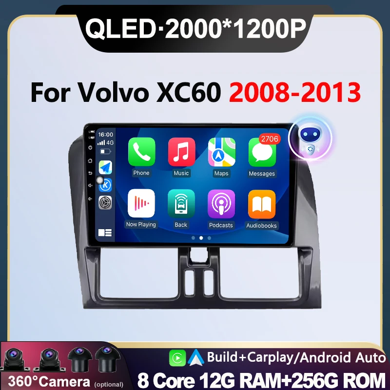 

9inch For Volvo XC60 2008 - 2013 Car Radio Multimedia Player DSP Stereo 4G WIFI Android Auto Bluetooth GPS Navigation Head Unit