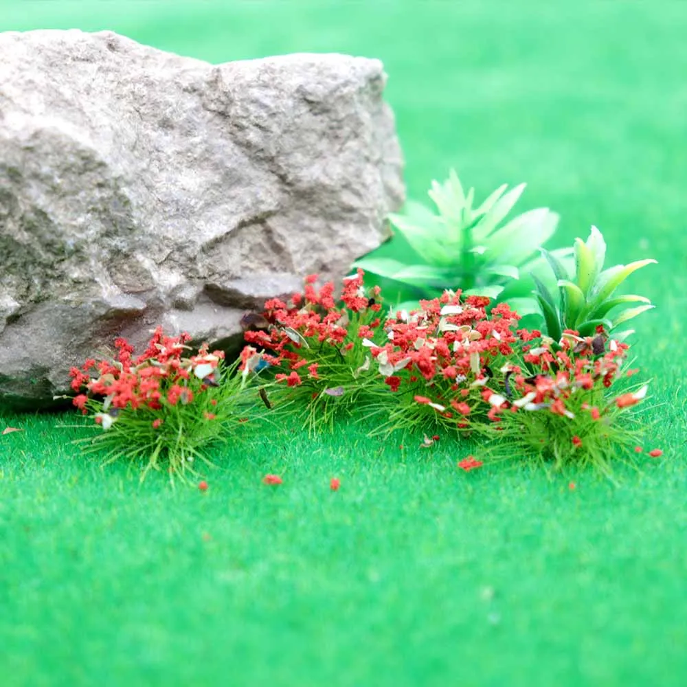 28 Stuks Miniatuur Bloem Gras Cluster Plant Model Voor Spoorweg Maken Spoorweg Gebouw Tuin Landschap Materialen Diorama Kits