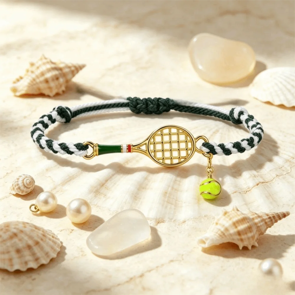 Adjustable Tennis Racket Bracelet Lightweight Design Handwoven Handwoven Bracelet Vintage Style Copper Material Couple Bracelet