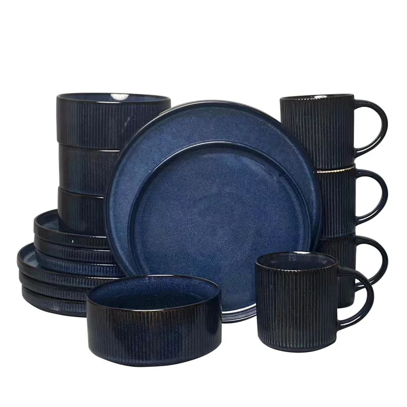 LMM ceramic high-value 4-person tableware set, household bowls, soup bowls, mugs.