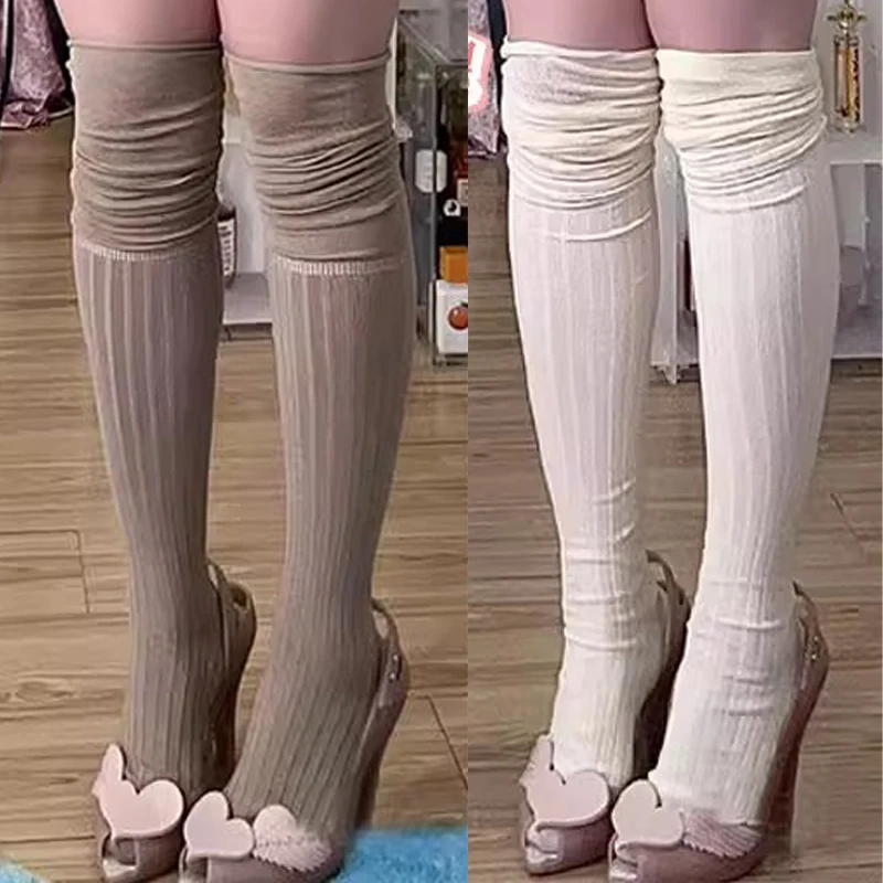 

Knitted Long Socks Cashmere Fpr Women Boot Wool Thigh Stocking Skinny Casual Cotton Over Knee-High Fluffy Female Long Knee Sock