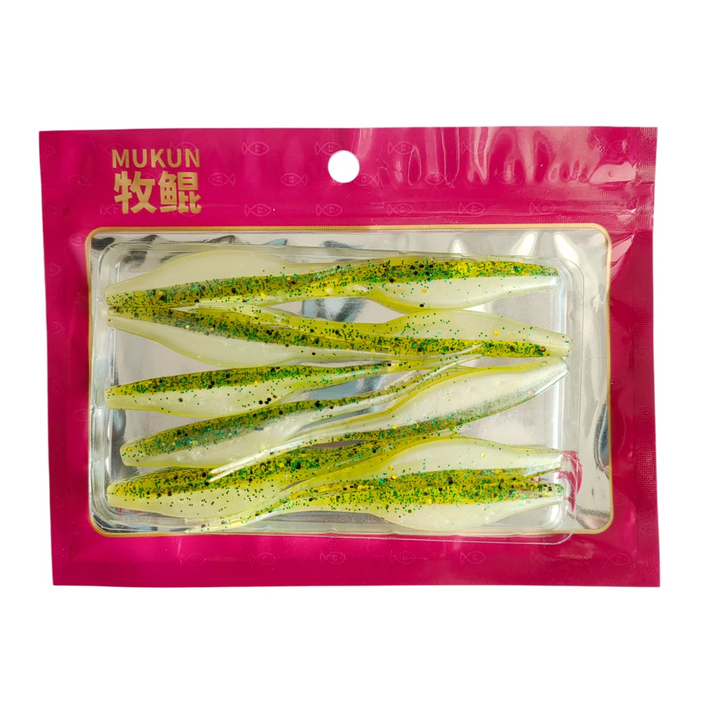 MUKUN 10PCS Super Fluke 95mm 4.5G Pesca Artificial Soft Baits Leurre Souple Bass Pike Fishing Pike Minnow Fishing Lures