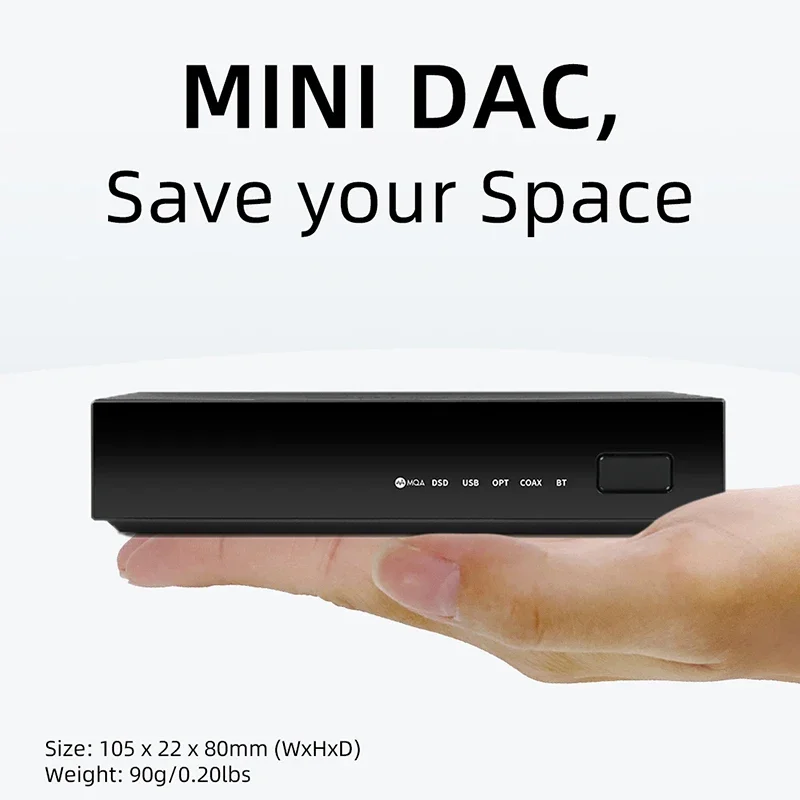 SMSL PS200 Mini DAC portatile Bluetooth 5.0 ES9039Q2M MQA MQA-CD Decodifica Audio ad alta risoluzione DAC 4PCS Dual Op Amp Decoder di fascia alta