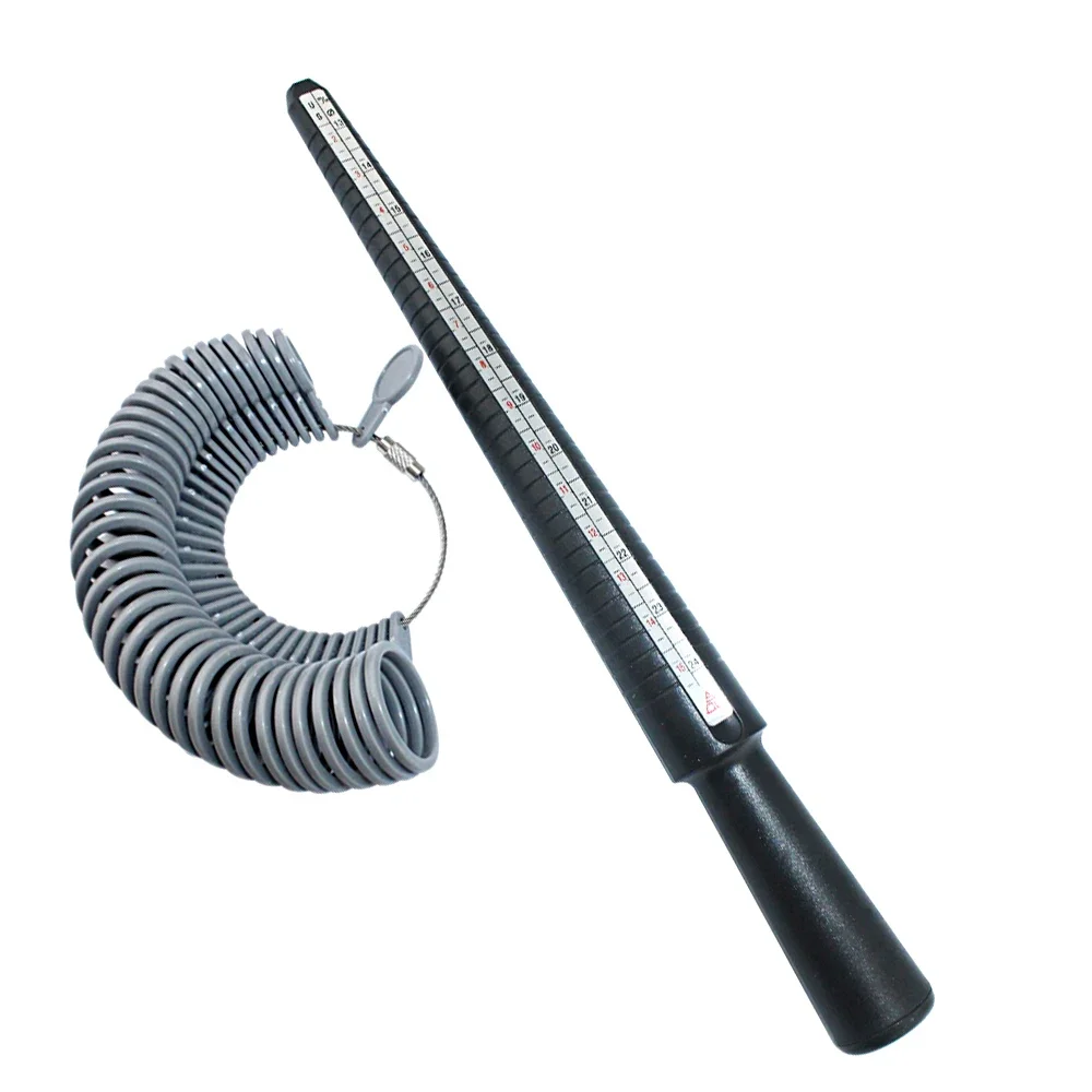 

4 Scale Grey Plastic Ring Stick and Ring Size Set Finger Measure Jewelry Tool Perimeter Measure/Korean/US Diameter