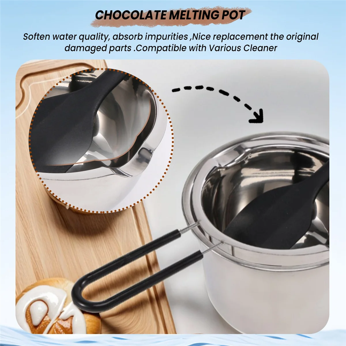 Conjunto de pote de caldeira dupla, pote de derretimento de aço inoxidável com espátula de silicone para derreter chocolate, sabão, cera, fabricação de velas