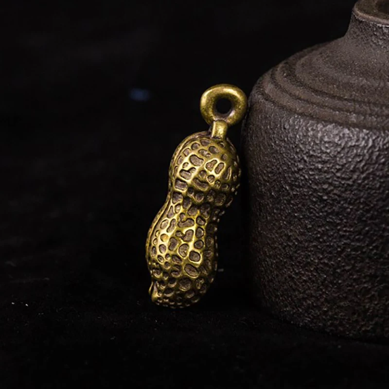 1/2/3/4/5Pcs Brass Peanut Bell Ornaments Figurines Feng Shui Desk Decorations Home Decors Accessories Keychains Pendants Gifts