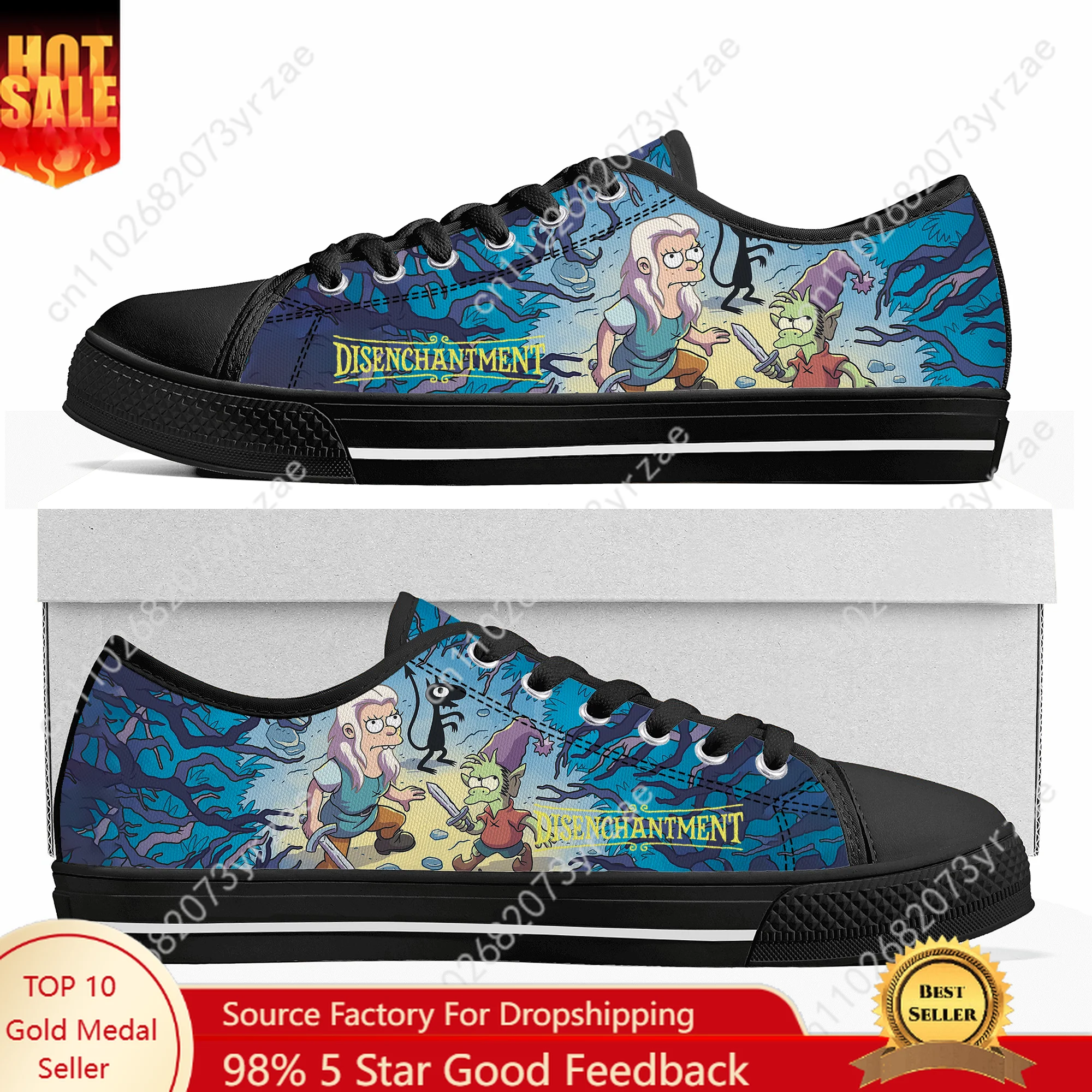 

Disenchantment Low Top High Quality Sneaker Mens Womens Teenager Canvas Sneaker Casual Fashion Patterns Shoe Customized Shoes