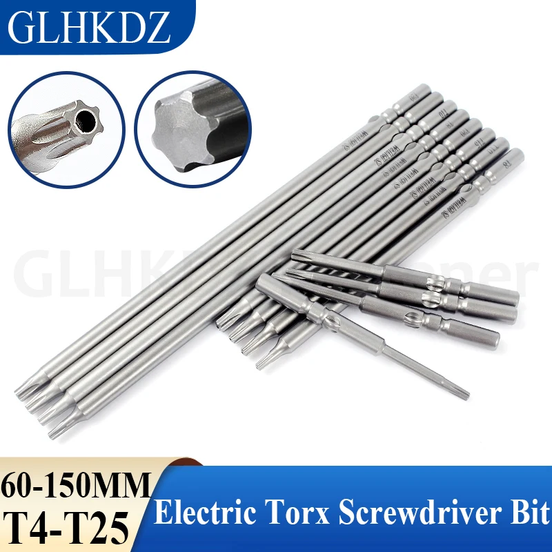 

60-150mm 801 Electric Torx Screwdriver Bit Set Tamper Proof Security Drill Bit Round Shank Torx Bit T4-T25 Torx Screw Driver Bit