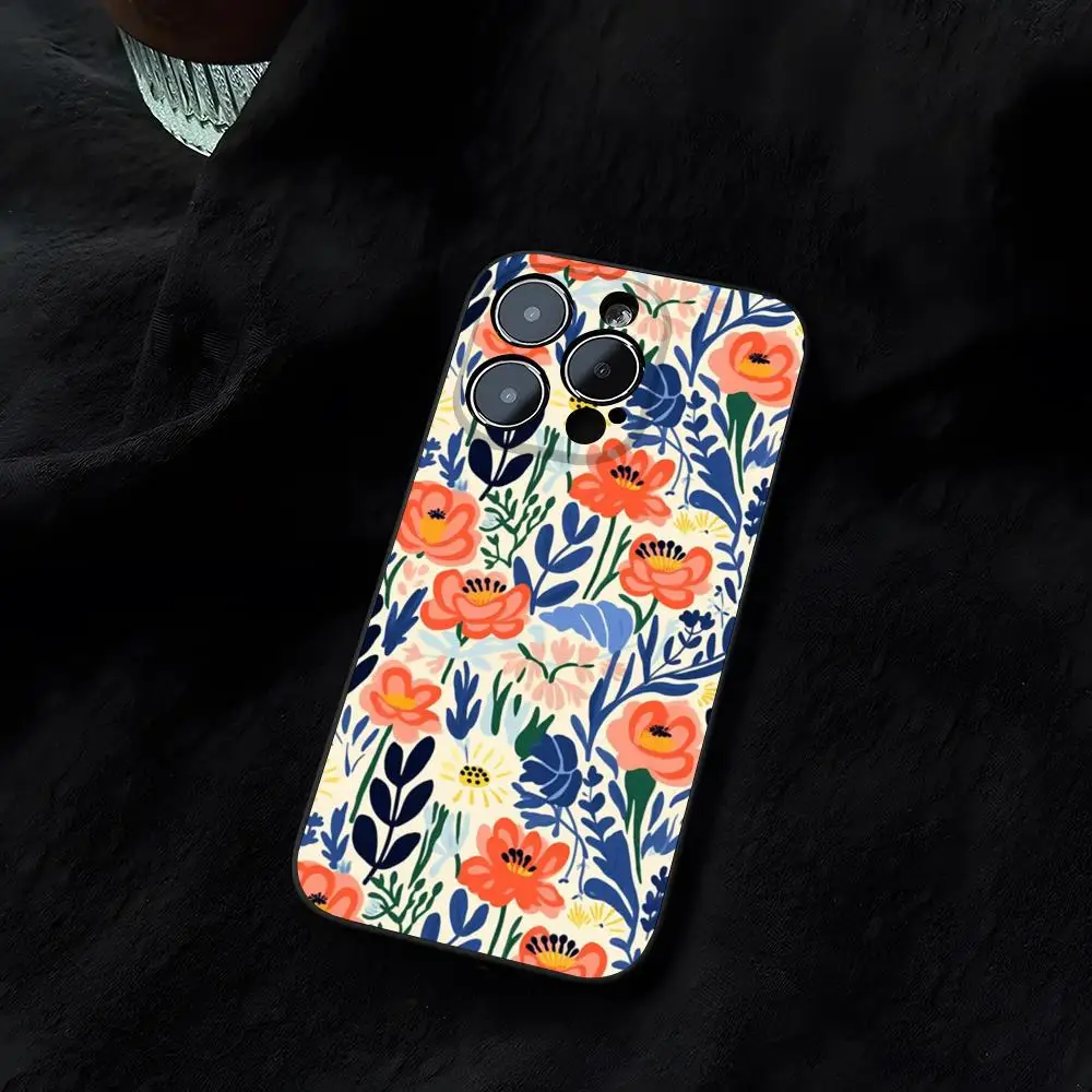 Abstract Flower Market Funda for iphone 14 16 13 11 15ProMax 12 Pro Max Mini Xr Xs X 7 Plus Covers