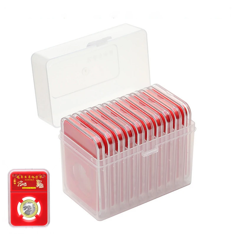 البلاستيك الشفاف 10 عملات معدنية حامل تخزين بلاطة صناديق PCCB عملة عرض كبسولة جمع NGC PCCG عملات عالية الجودة