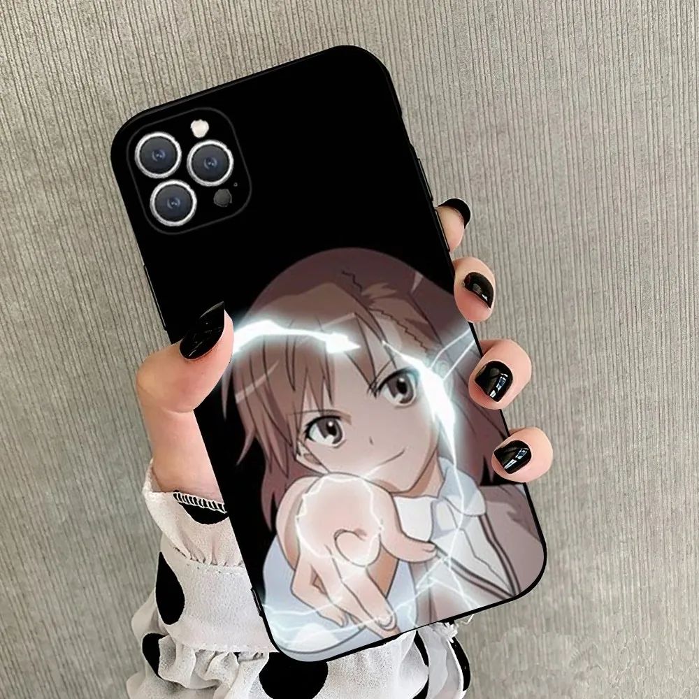 M-Misaka Mikoto Cute Anime Phone Case For iPhone 15,14,13,12,11,Plus,Pro Max,XS,X,XR,SE,Mini,8,7 Soft Silicone Black Cover