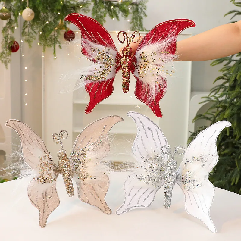 

1Pcs New Fabric Simulation Butterfly Decorations Diy Christmas Props Christmas Tree Decorations Butterfly Branch