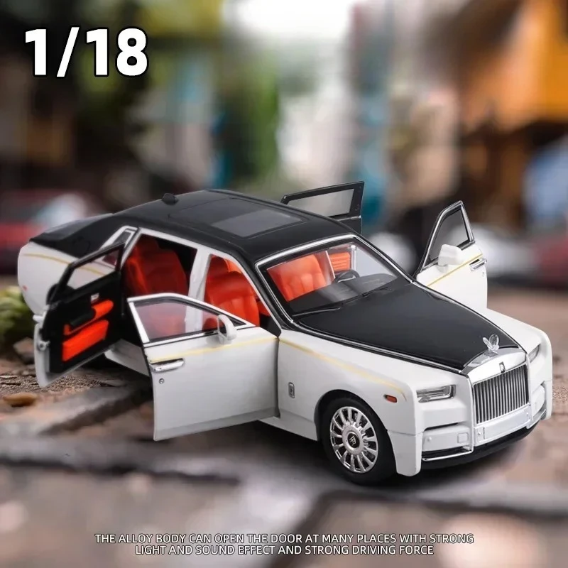 1:18 Rolls Royce Phantom aleación Luxy coche modelo Diecasts coche de Metal recoger decoraciones simuladas sonido y luz regalos para niños