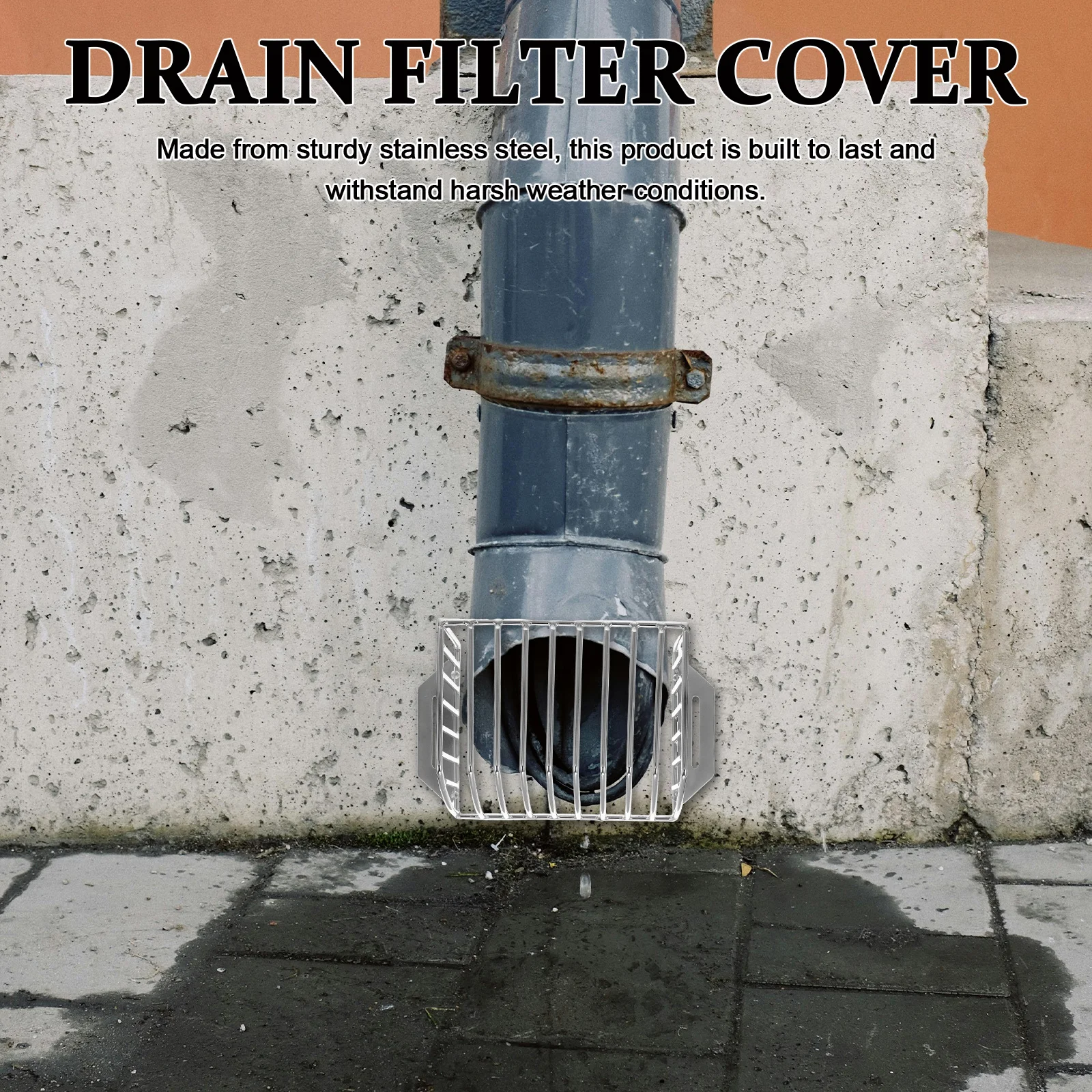 

Stainless Steel Floor Drain Filter Cover for Balcony Bathroom Drainage System Angled Gutter Screen Mesh Leaf