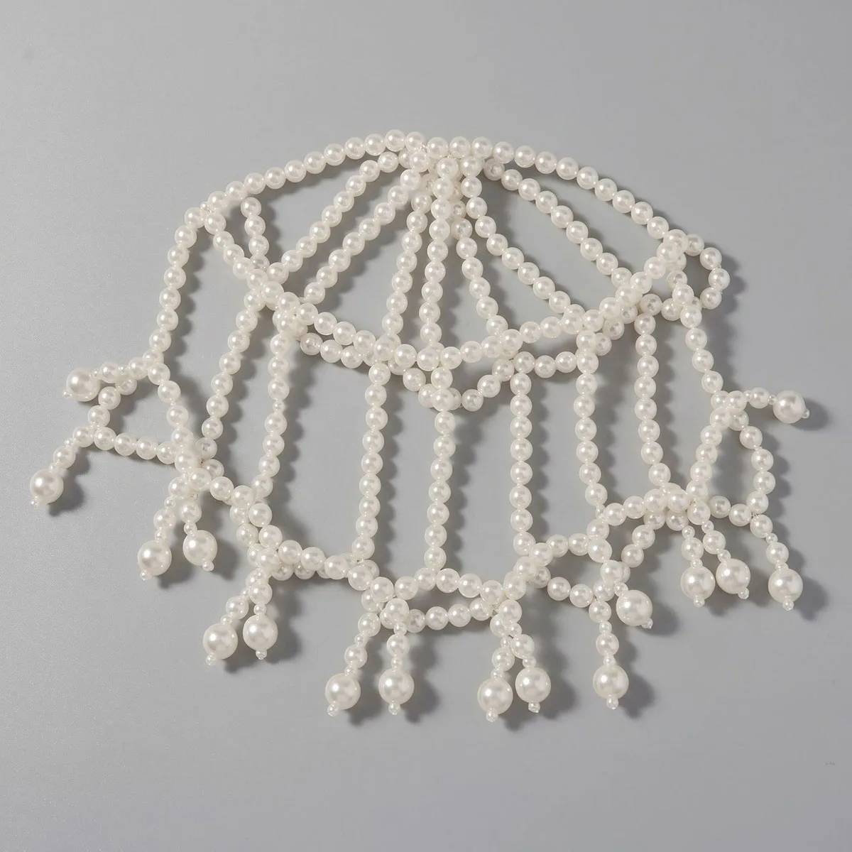 SLBRIDAL Handgefertigtes Charm-Netz mit Kristallperlen-Tropfen, Perlenbesetztes Haarnetz, Braut-Haaraccessoires für Frauen und Mädchen, Kopfschmuck – Detail 2