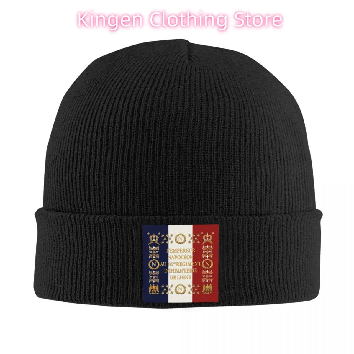 Personalizado napoleônico francês 85th bandeira regimental crânios gorros bonés unisex inverno quente chapéu de malha das mulheres dos homens legal adulto bonnet chapéus