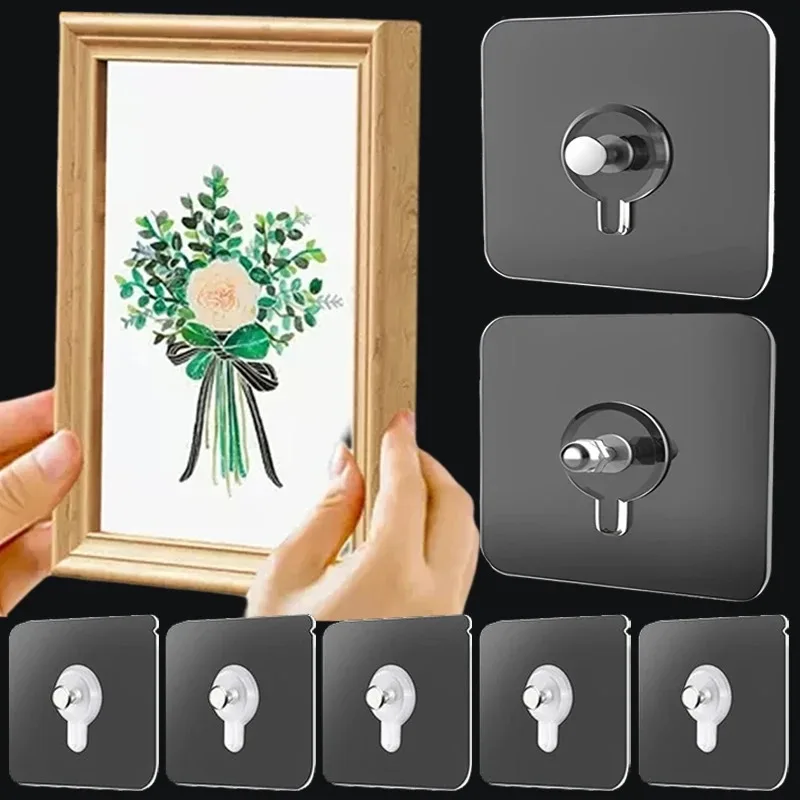 Strong Transparent Adhesive Hooks Picture Frame Poster Hooks Waterproof Screw Hooks for Kitchen Bathroom Organizer Accessories