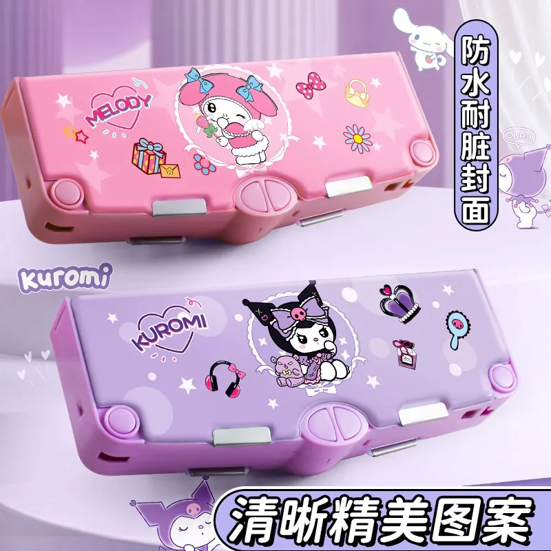 Sanrio Anime Cartoon Hello Kitty Pencil Case Cute My Melody Kuromi Pencil Sharpener Pen Holder Multi-functional Stationery Box