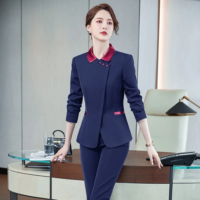 Beauty Salon Long Sleeve Business Suit Women Hotel Catering Reception Workwear Cashier Overalls Skirt