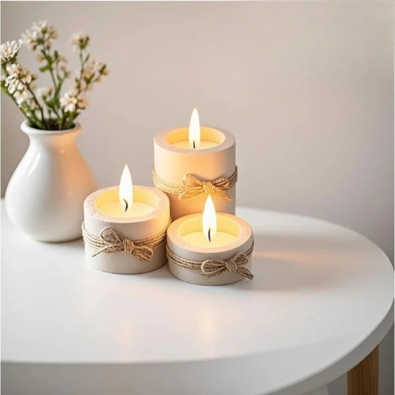 1/3PCS moderne minimalistische Stil Holzfarbe kreative hölzerne zylindrische Kerzenhalter, florale Topfornamente dekorative Teile