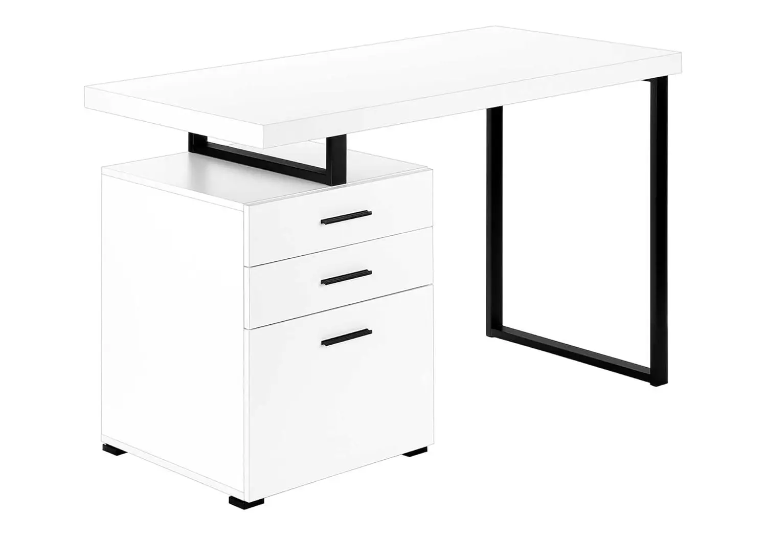 

48" Home Office Computer Desk with Storage Drawers Metal Laminate Left Right Setup White Black Contemporary, Customized