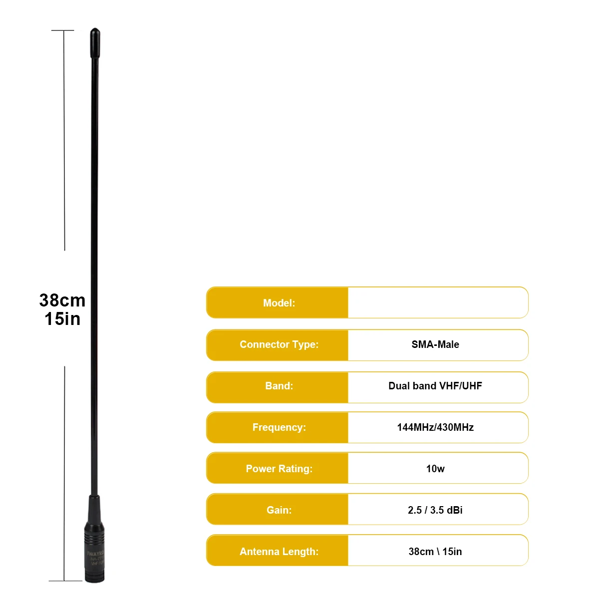 2m 70cm SMA Male Antenna,15in VHF UHF Dual Band Walkie Talkie Portable Antenna for 136-174/400-470Mhz Two Way Radio VX-6R VX-7R