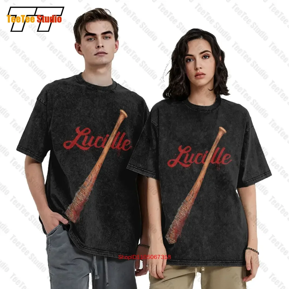 Walking Dead Negan Lucille And Bloody Baseball Bat Savior Vintage Oversized T-Shirt M05E