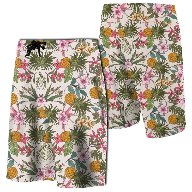 Hawaii Shorts For Women And Men 3D Tropical Flower Pink Board Shorts Y2k Gym Ice Shorts Swimming Trunks Beach Short Pants