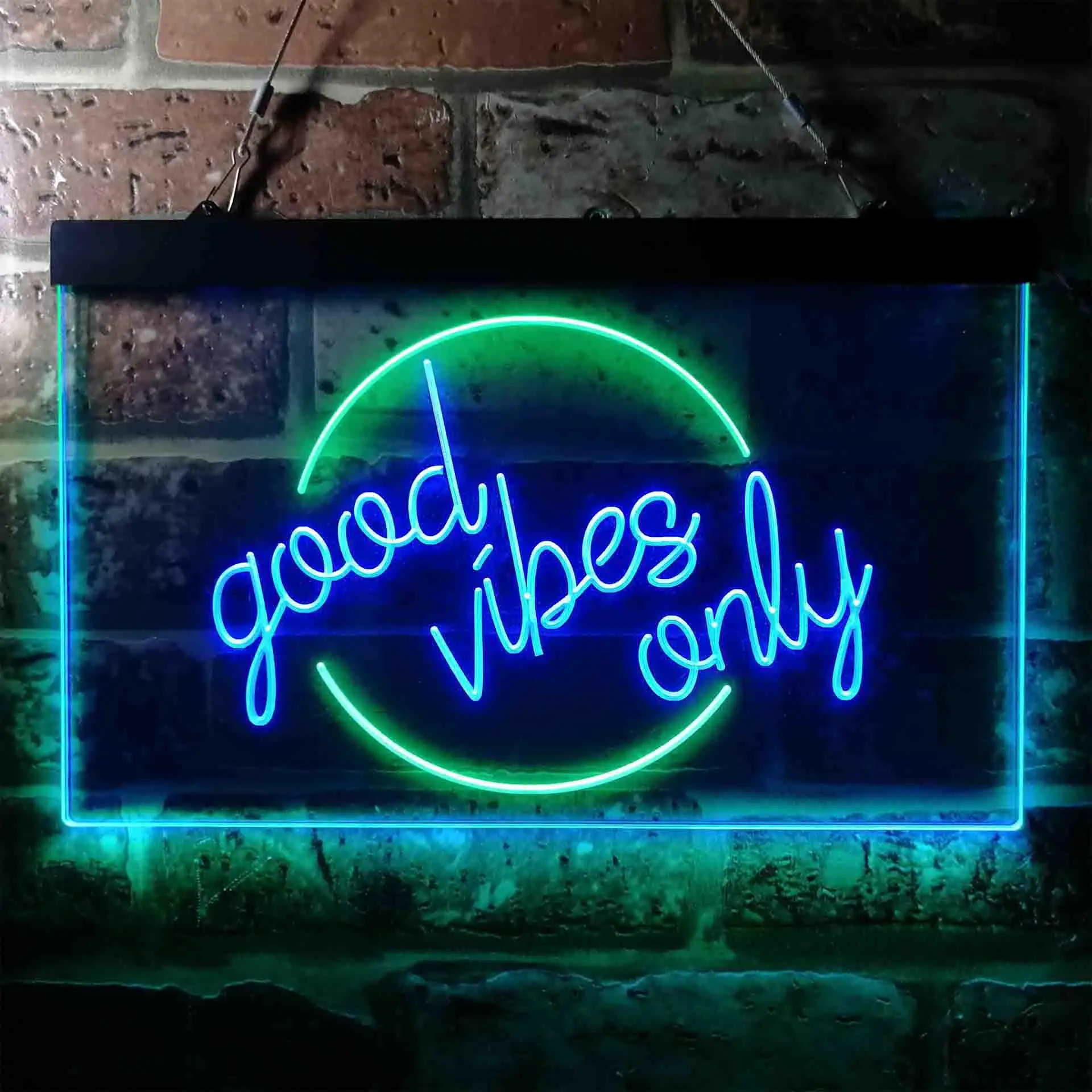 Good Vibes Only. in Circle Dual Color Led Neon Sign st6-i3641