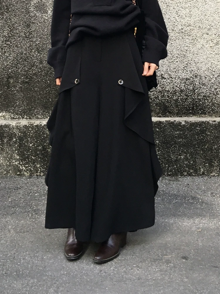 Unisex Spring Autumn New Original Design Sensation Small Audience Pants Skirt Hanfu Style Short Sleeve round Neck Single Button