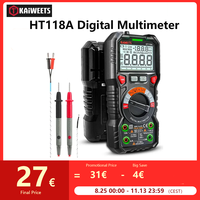 KAIWEETS HT118A Digital Multimeter Ture RMS Auto Range Multimetro 1000V 10A AC DC Ohm Hz NCV Live Voltage Temperature Meter