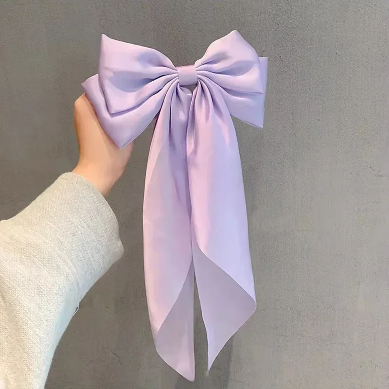 Big Bow Solid Color Women\'s Versatile Spring/Summer Hair Clip Half Tie Hair Girl Tie Hair Ponytail Accessories New Product