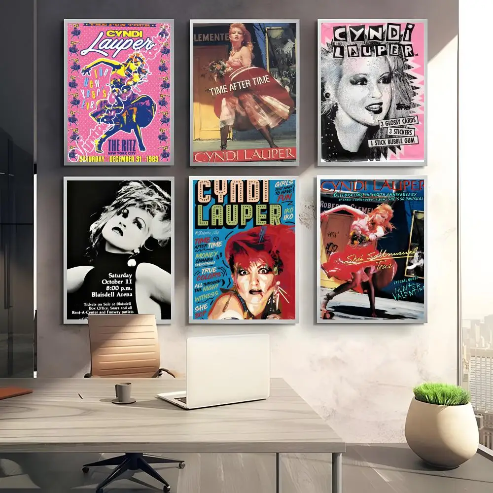 Eclectic New Wave Energy C-Cyndi Lauper Poster Sticky Waterproof Coffee House Bar Room Wall Decor Gift