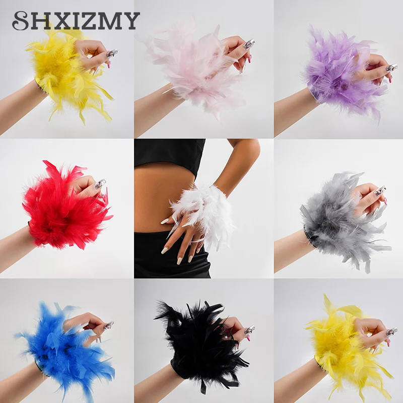 Fashion 8 Color Bracelet Sleeves For Nail Photos Feathers Nail Parts Plush Wrist Cuffs For Manicure Hand Photo Nail Decor