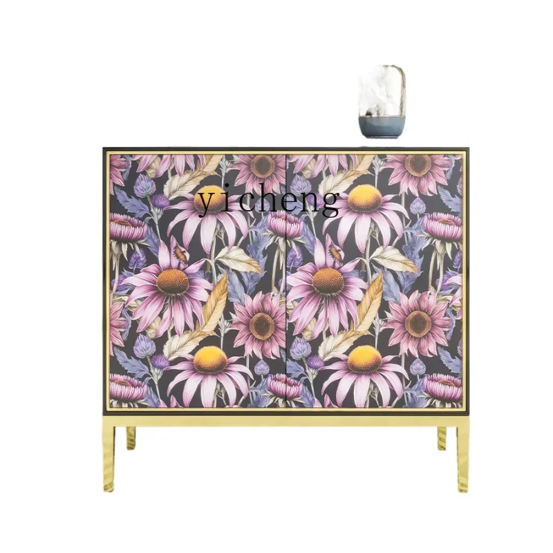 

ZK Light Luxury Entrance Cabinet Solid Wood Facing Entry Door Partition Side Cabinet New Printing Screen Cabinet Modern High-End