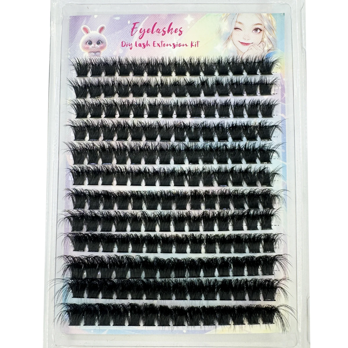Racimos de pestañas gruesas, 240 ventiladores largos, extensiones de pestañas esponjosas, resistentes al agua, volumen de rizo D, racimos de pestañas 192 Uds. Individuales