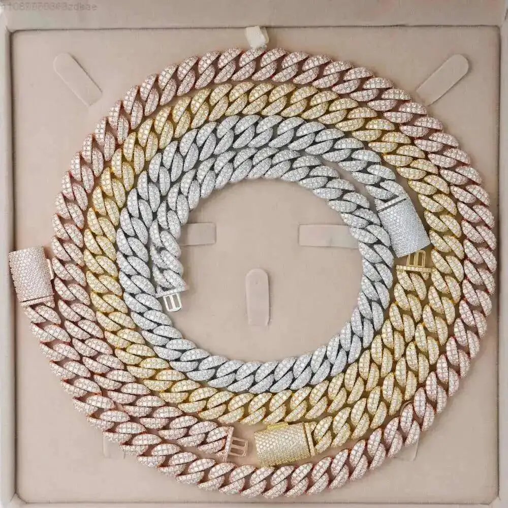 

Silver Jewelry Women Rose Gold Plated Moissanite Vvs d Hiphop Jewelry Diamond Silver 925 Hiphop Cuban Chain